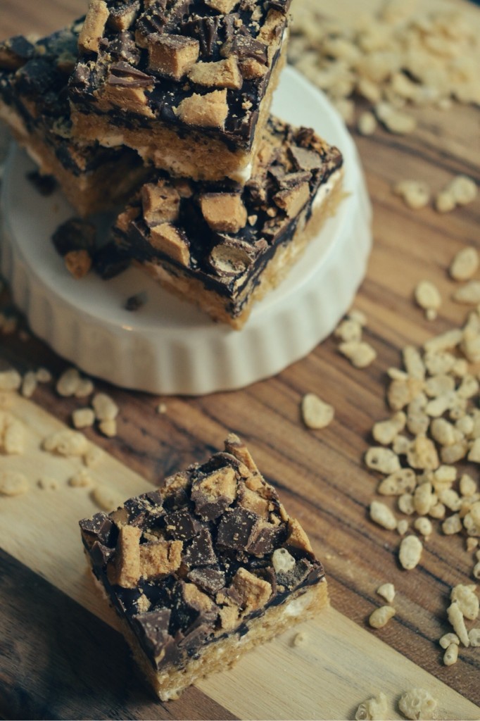 Chocolate-Covered Peanut Butter and Marshmallow Krispies Bars | Faith, Hope, Love, and Luck Survive Despite a Whiskered Accomplice