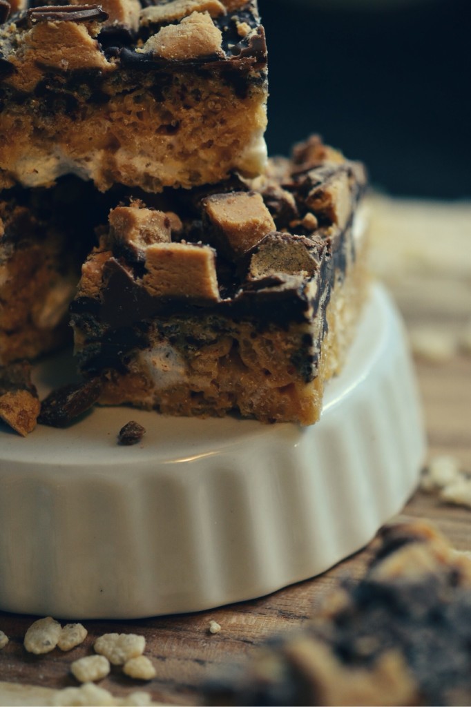 Chocolate-Covered Peanut Butter and Marshmallow Krispies Bars | Faith, Hope, Love, and Luck Survive Despite a Whiskered Accomplice