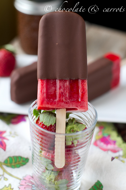 Chocolate Covered Strawberry Popsicles | Faith, Hope, Love, and Luck Survive Despite a Whiskered Accomplice
