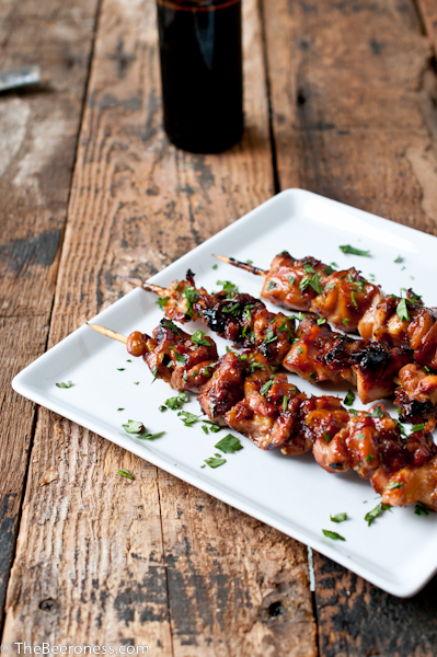 Honey Porter Glazed Chicken Skewers | Faith, Hope, Love, and Luck Survive Despite a Whiskered Accomplice