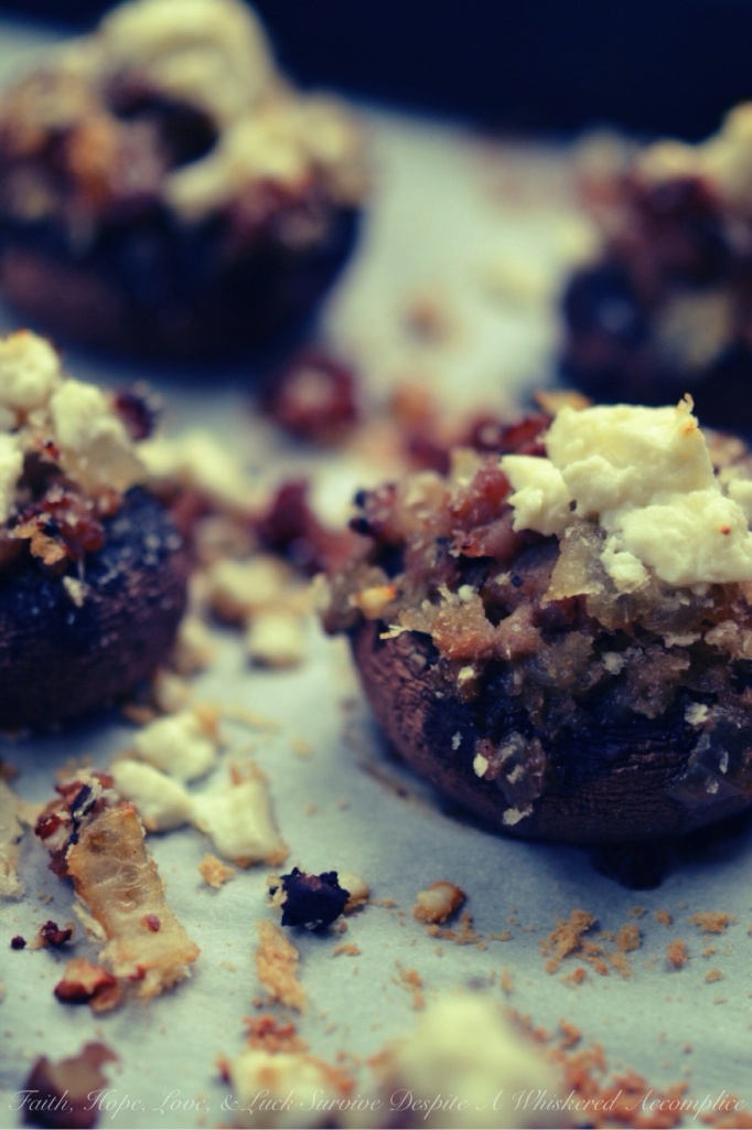 Sausage and Feta Stuffed Mushrooms | Faith, Hope, Love, and Luck Survive Despite a Whiskered Accomplice