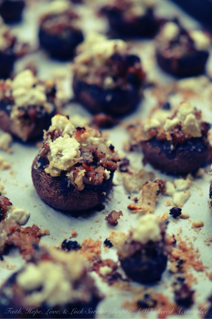 Sausage and Feta Stuffed Mushrooms | Faith, Hope, Love, and Luck Survive Despite a Whiskered Accomplice