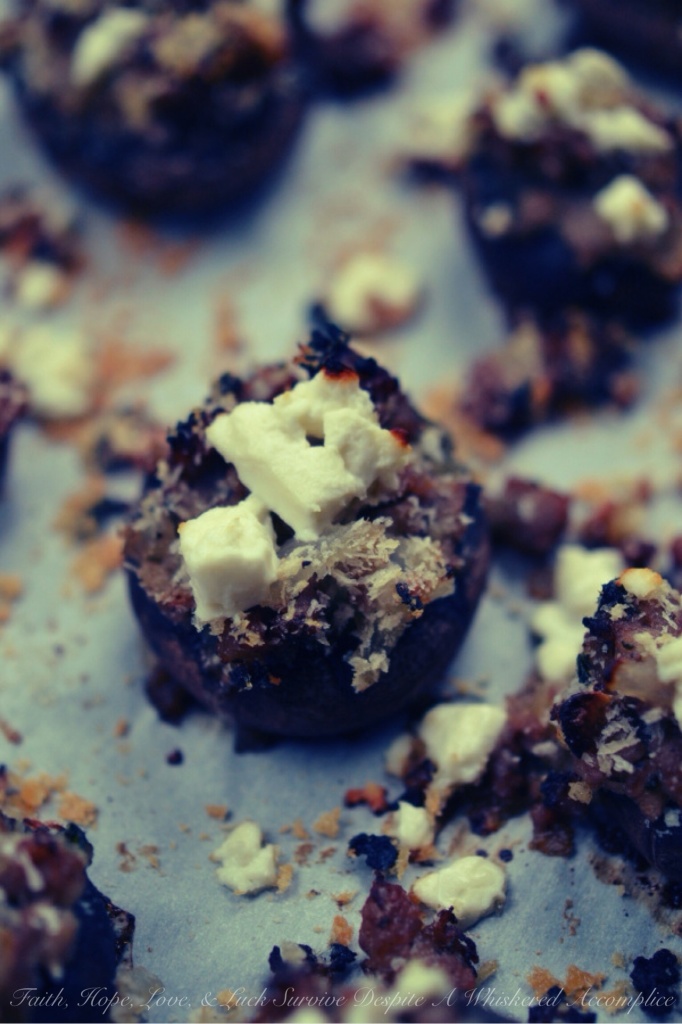 Sausage and Feta Stuffed Mushrooms | Faith, Hope, Love, and Luck Survive Despite a Whiskered Accomplice