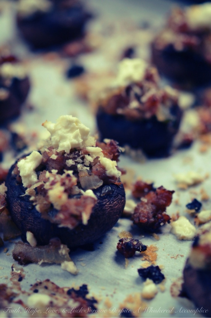 Sausage and Feta Stuffed Mushrooms | Faith, Hope, Love, and Luck Survive Despite a Whiskered Accomplice