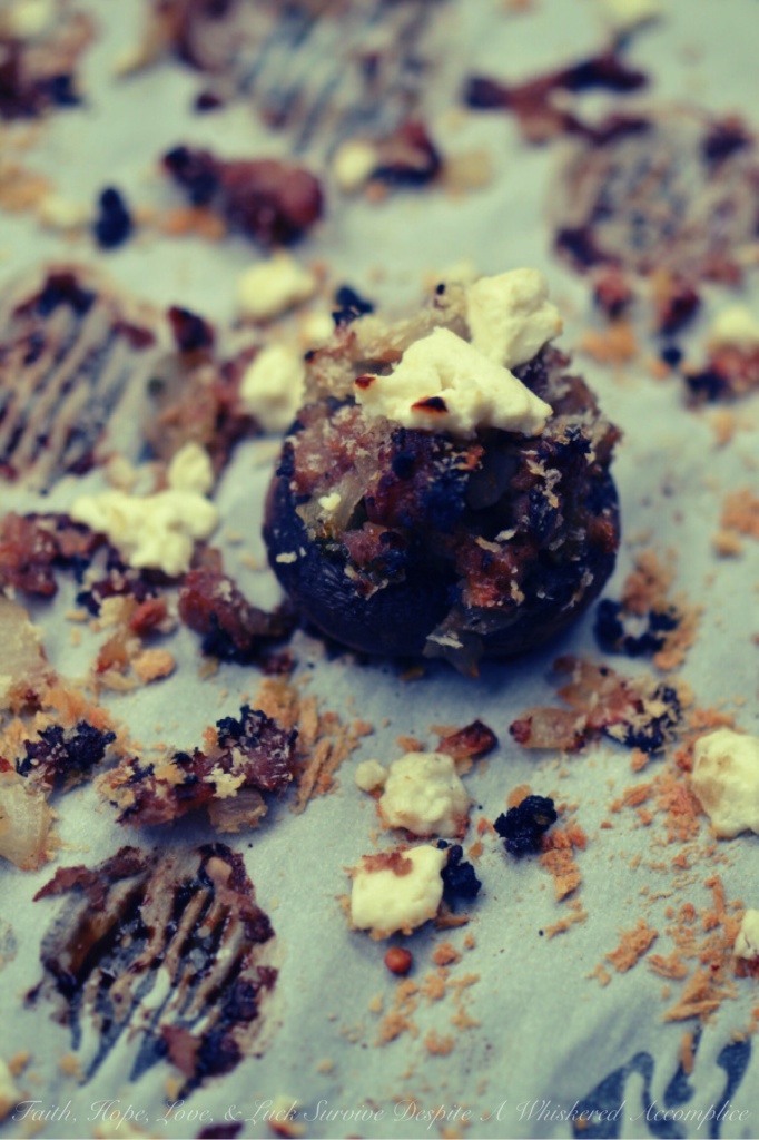 Sausage and Feta Stuffed Mushrooms | Faith, Hope, Love, and Luck Survive Despite a Whiskered Accomplice