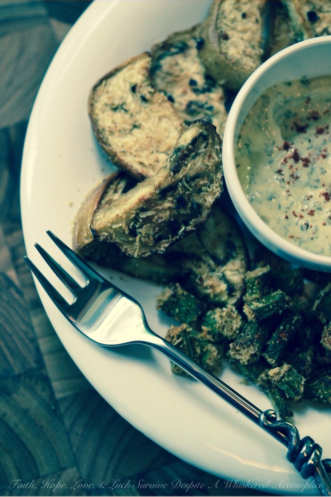 Baked Cracker Coated Veggies | Faith, Hope, Love, and Luck Survive Despite a Whiskered Accomplice
