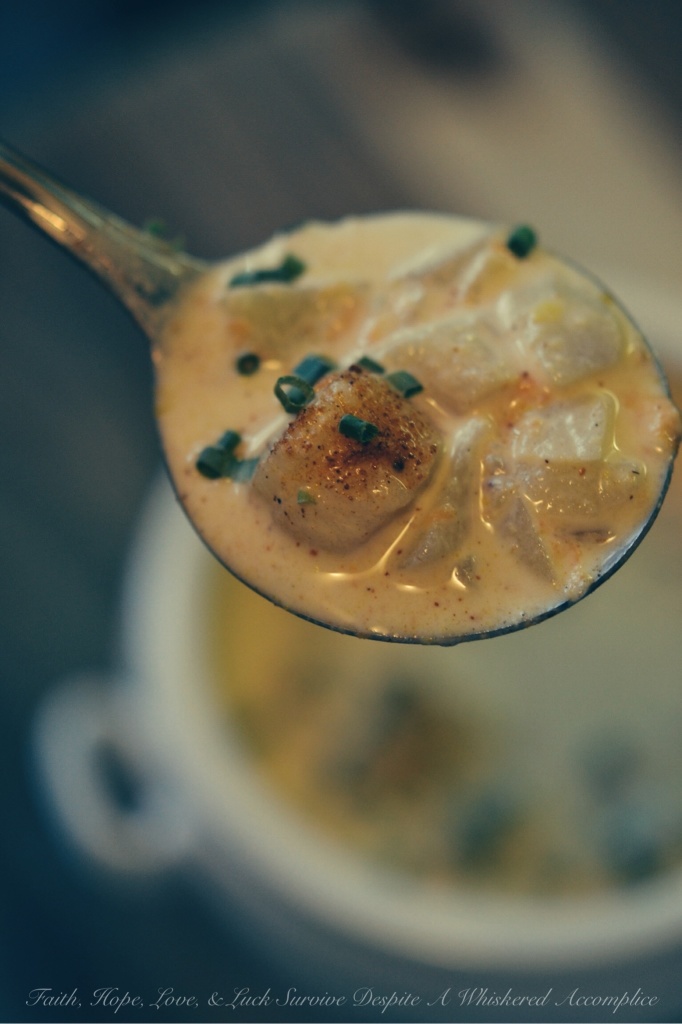 Scallop Half Soup/Half Chowder | Faith, Hope, Love, and Luck Survive Despite a Whiskered Accomplice