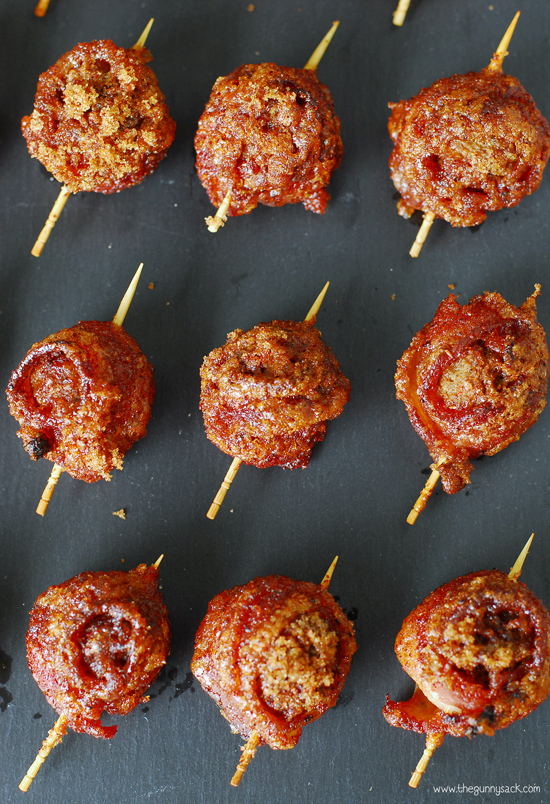 Sweet and Spicy Bacon Wrapped Meatballs | Faith, Hope, Love, and Luck Survive Despite a Whiskered Accomplice