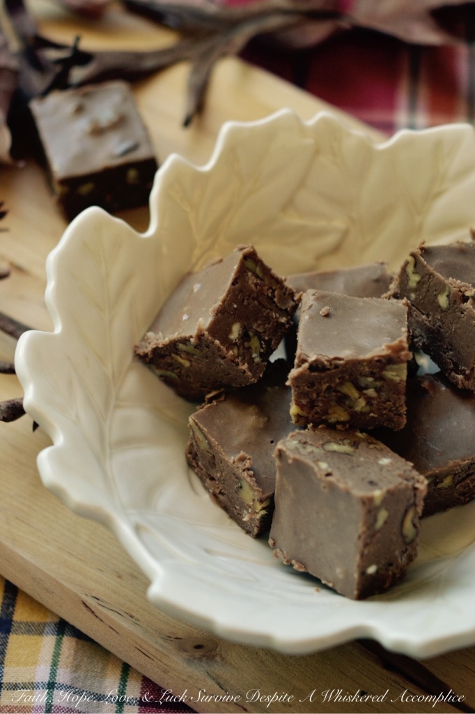 Pumpkin Spice Praline Pecan Fudge | Faith, Hope, Love, and Luck Survive Despite a Whiskered Accomplice