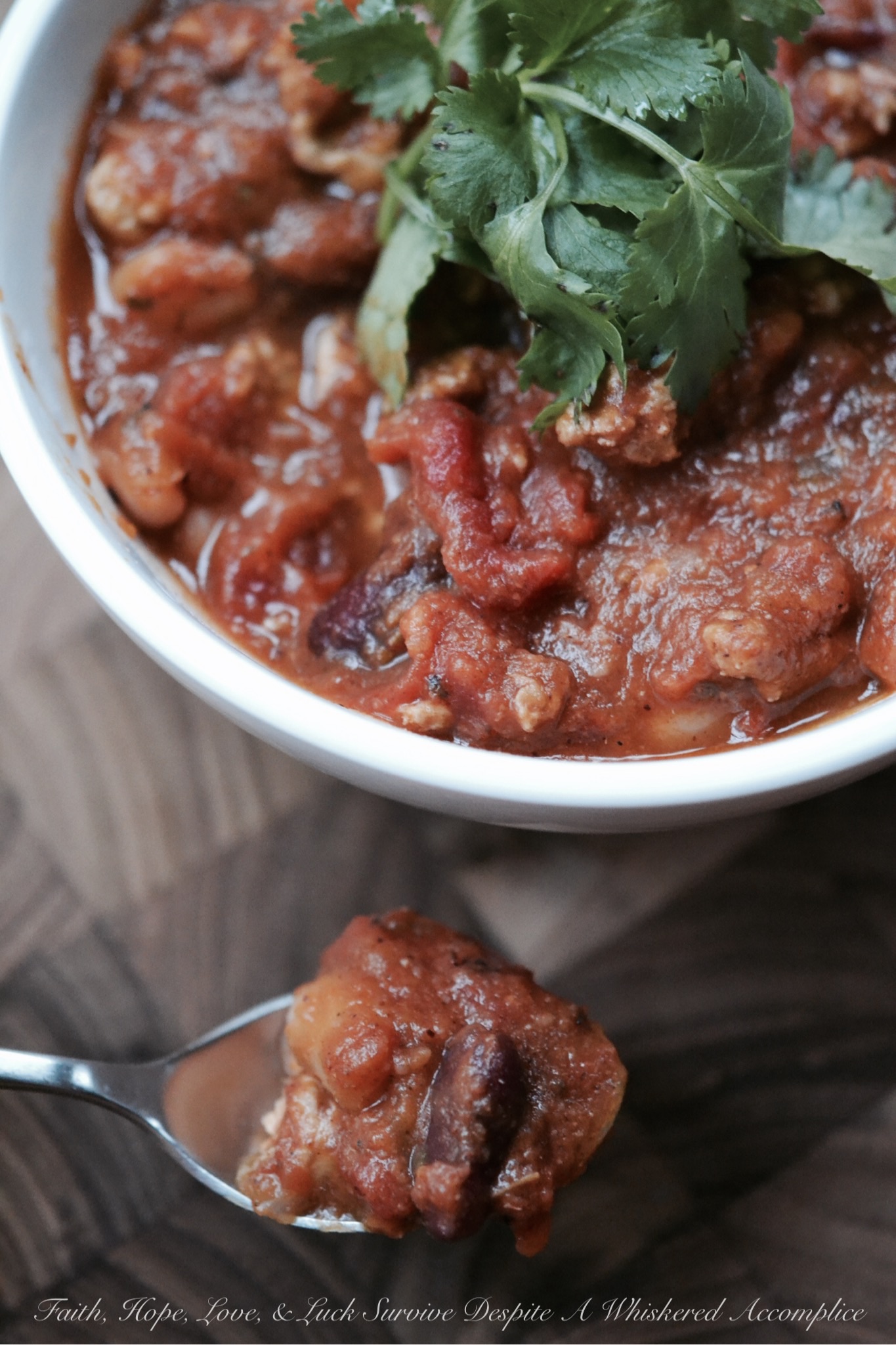 Crock Pot Pumpkin Chicken Chili - This autumn-inspired pumpkin chicken chili is hearty, full of flavor, and can be made ahead of time so you can enjoy it all week long or freeze some for later use. Ground chicken is browned with onions and garlic and then canned pumpkin, fire-roasted tomatoes, and beans are added along with traditional chili spices. Once the chili comes to a boil, transfer it to a crock pot and allow it to slowly cook for 8 hours on low heat. This allows the flavors to marry and deepen, creating a delicious large batch of chili that will have your family and friends asking for seconds.