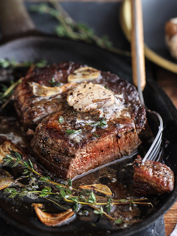 Filet Mignon with Porcini Mushroom Compound Butter | Faith, Hope, Love, and Luck Survive Despite a Whiskered Accomplice