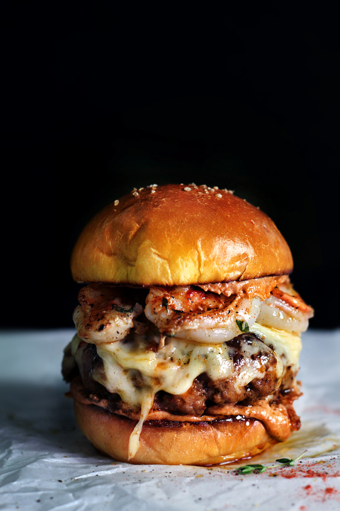 Mexican Chorizo and Garlic Shrimp Burger | Faith, Hope, Love, and Luck Survive Despite a Whiskered Accomplice