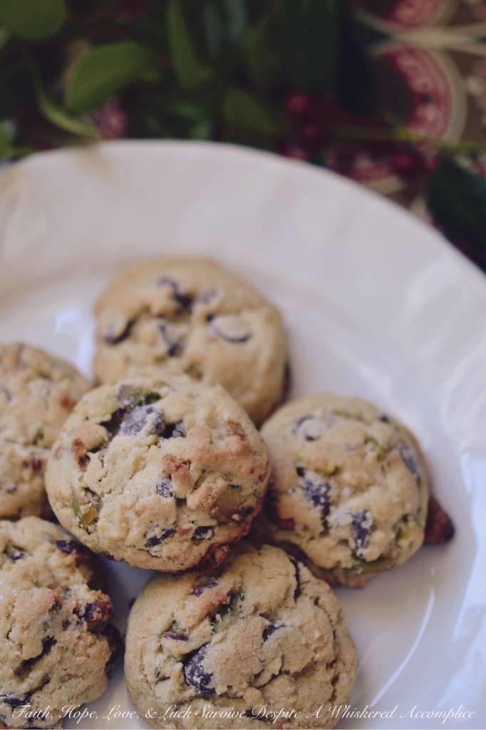 Sea Salted Pistachio Chip Cookies | Faith, Hope, Love, and Luck Survive Despite a Whiskered Accomplice