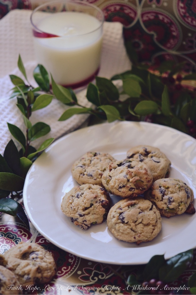 Sea Salted Pistachio Chip Cookies | Faith, Hope, Love, and Luck Survive Despite a Whiskered Accomplice