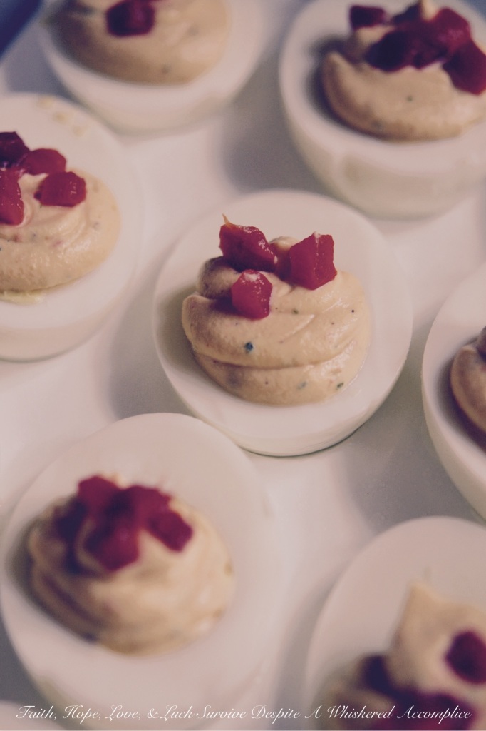 Sweet Pimento Deviled Eggs | Faith, Hope, Love, and Luck Survive Despite a Whiskered Accomplice