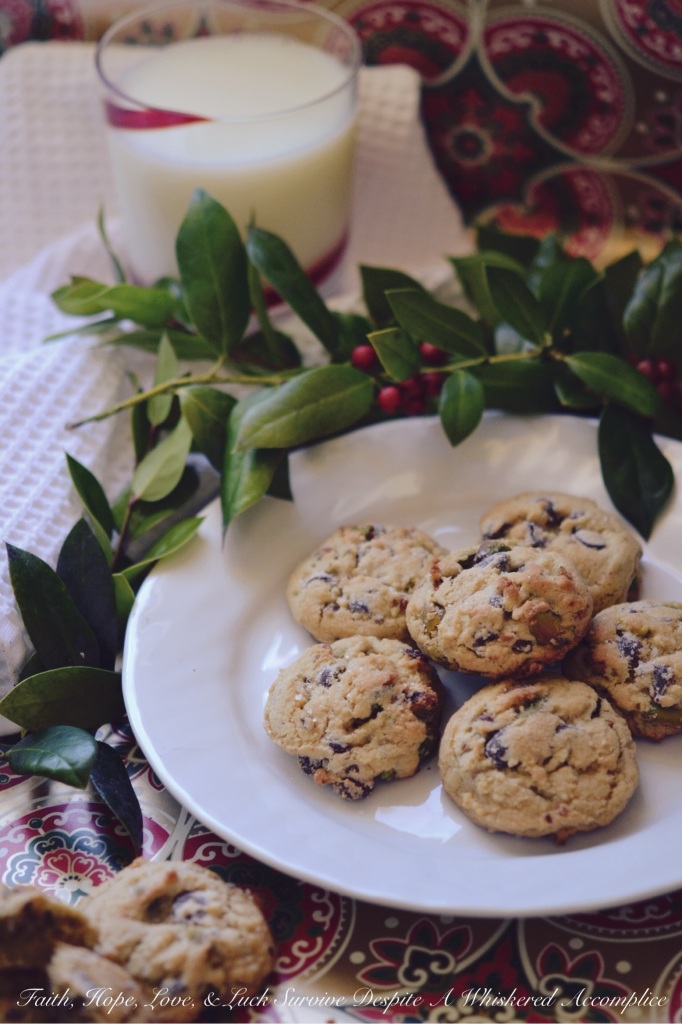 Sea Salted Pistachio Chip Cookies | Faith, Hope, Love, and Luck Survive Despite a Whiskered Accomplice