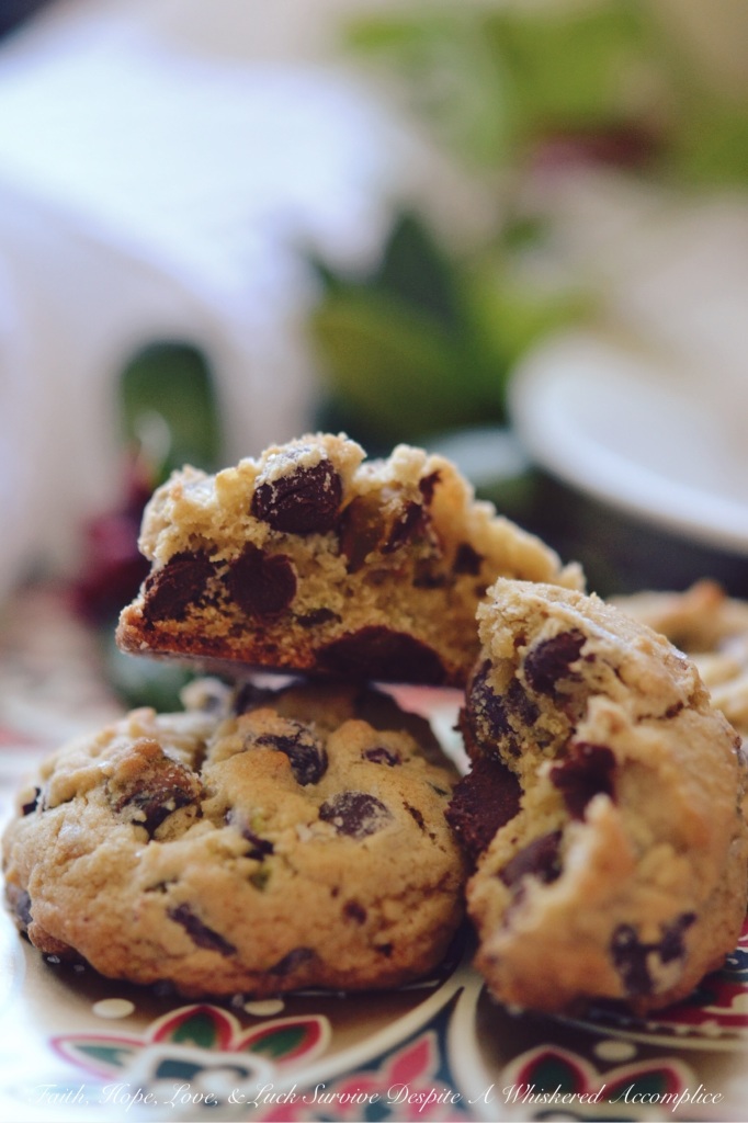 Sea Salted Pistachio Chip Cookies | Faith, Hope, Love, and Luck Survive Despite a Whiskered Accomplice