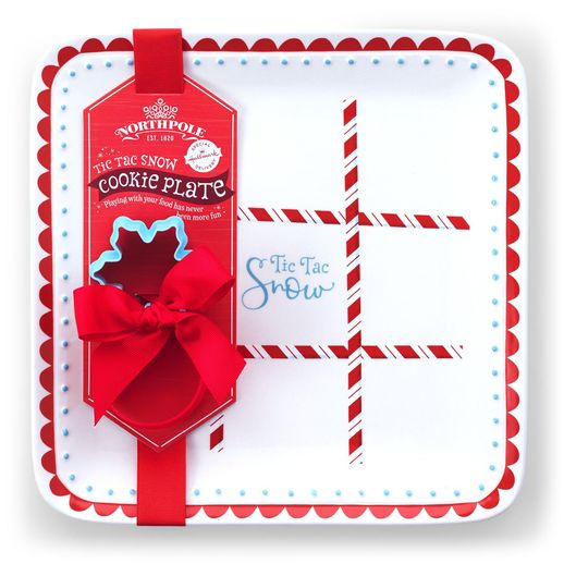 Tic Tac Snow Cookie Plate | Faith, Hope, Love, and Luck Survive Despite a Whiskered Accomplice