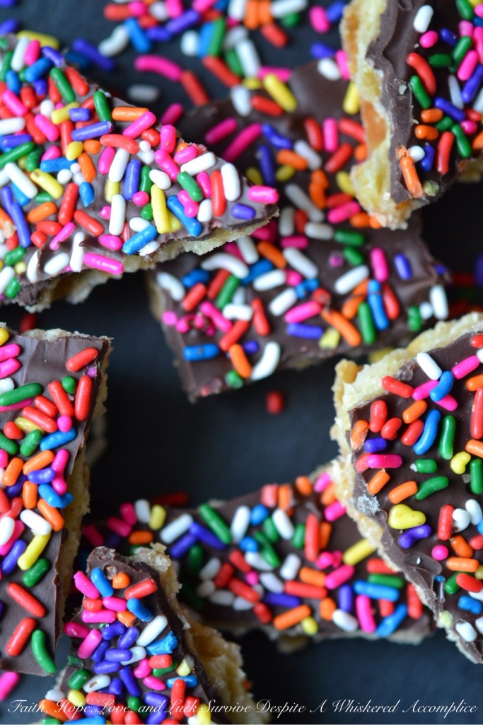 Rainbow Sprinkle "Crack" - Looking for a quick, easy, and utterly irresistible treat that's perfect for any celebration? This festive rainbow cracker candy combines the crispness of salty crackers with a rich, buttery toffee, a smooth layer of melted chocolate, and a playful pop of color from a generous shower of rainbow sprinkles. This sweet and crunchy treat is perfect for holiday gatherings, potlucks, or simply as a buttery, sweet pick-me-up.