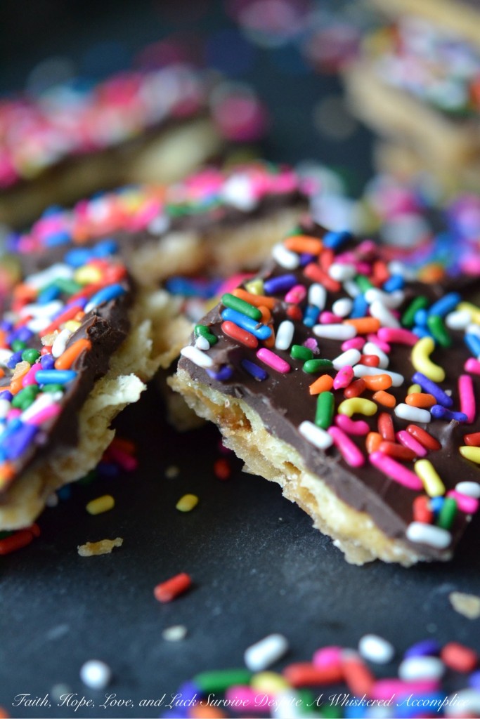 Rainbow Sprinkle "Crack" - Looking for a quick, easy, and utterly irresistible treat that's perfect for any celebration? This festive rainbow cracker candy combines the crispness of salty crackers with a rich, buttery toffee, a smooth layer of melted chocolate, and a playful pop of color from a generous shower of rainbow sprinkles. This sweet and crunchy treat is perfect for holiday gatherings, potlucks, or simply as a buttery, sweet pick-me-up.