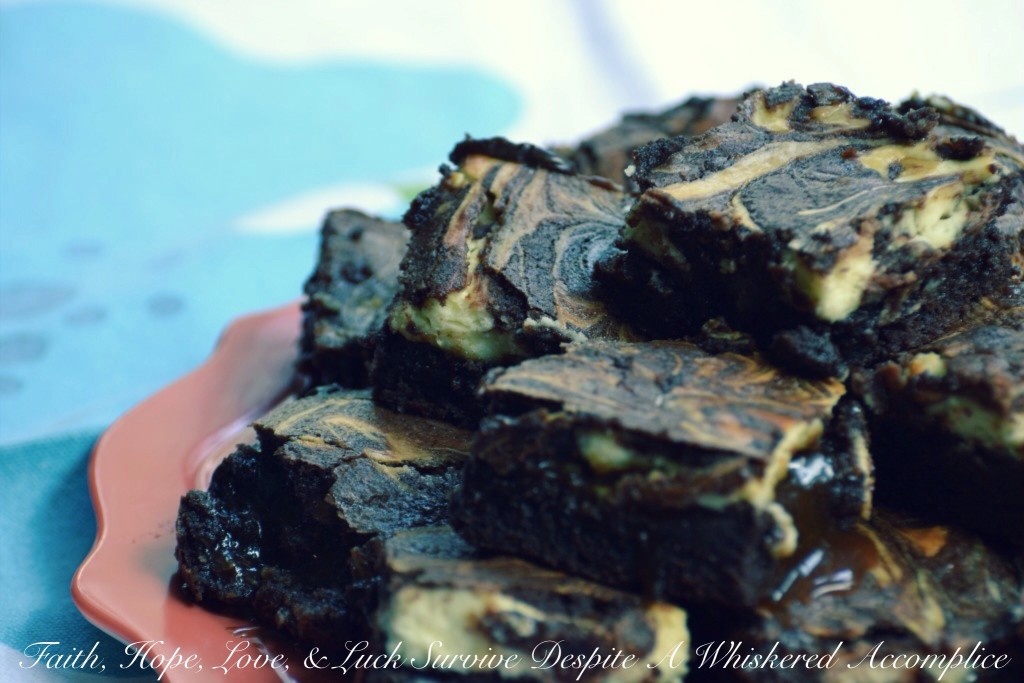 Salted Caramel Cream Cheese Brownies | Faith, Hope, Love, and Luck Survive Despite a Whiskered Accomplice