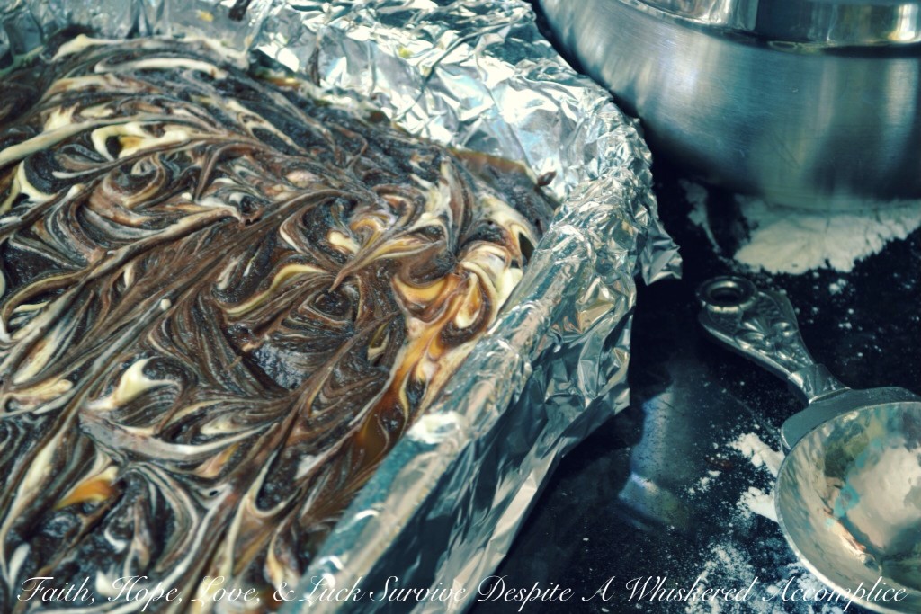Salted Caramel Cream Cheese Brownies | Faith, Hope, Love, and Luck Survive Despite a Whiskered Accomplice