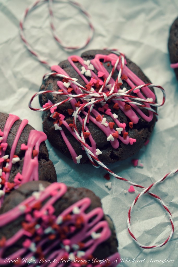 Rose Velvet Chocolate Chip Cookies | Faith, Hope, Love, and Luck Survive Despite a Whiskered Accomplice