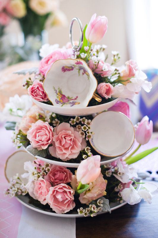 Valentine's Cake Teacups with Flower Tower - #YouSparkle Valentine's Day | Faith, Hope, Love, and Luck Survive Despite a Whiskered Accomplice