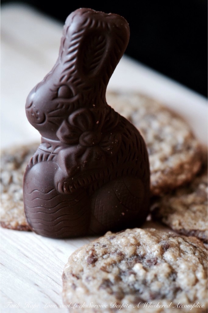 "Killer Bunny" Oatmeal Cookies - Do you dream of warm, gooey cookies fresh from the oven but cringe at the cost of premium chocolate chips? There's a secret weapon hiding in plain sight, especially right after Easter. Discounted high-quality chocolate bunnies, commonly found in your local store's clearance section, are easy to chop into small chocolate chunks for use in your favorite cookie recipes. These "Killer Bunny" Oatmeal Cookies are a chocolatey, chewy, budget-friendly sweet treat that will have everyone hopping for joy.