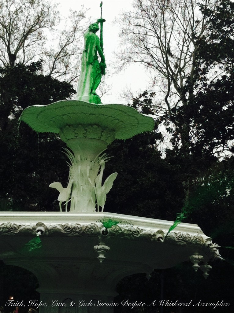 The Greening of the Fountain | Faith, Hope, Love, and Luck Survive Despite a Whiskered Accomplice