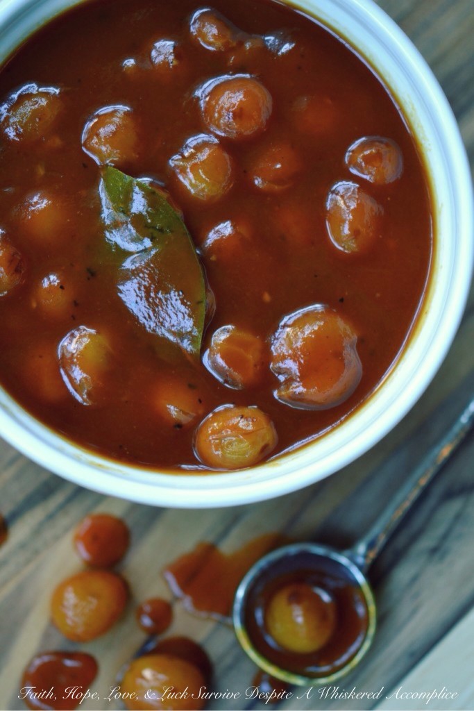 Sweet and Sour BBQ Sauce with Grapes | Faith, Hope, Love, and Luck Survive Despite a Whiskered Accomplice