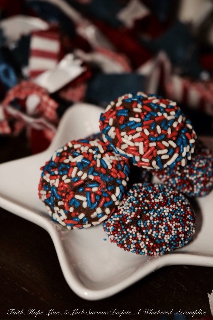 4th of July Chocolate Sprinkle Cookies | Faith, Hope, Love, and Luck Survive Despite a Whiskered Accomplice