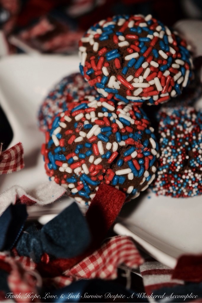 4th of July Chocolate Sprinkle Cookies | Faith, Hope, Love, and Luck Survive Despite a Whiskered Accomplice