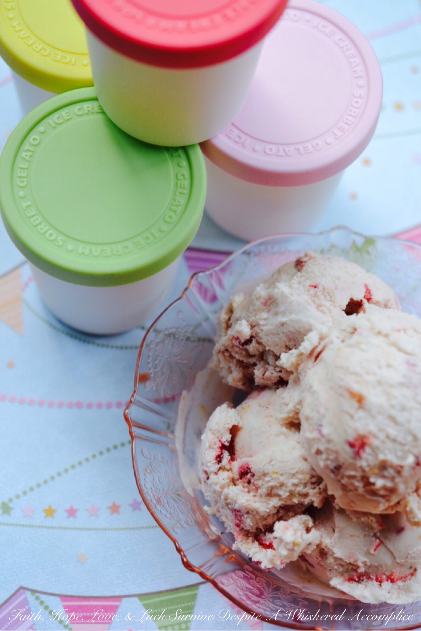 Strawberry-Rhubarb Cheesecake Ice Cream
