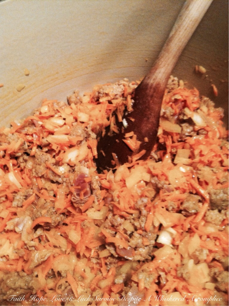 Garden Tomato Sauce with Italian Sausage and Prosciutto | Faith, Hope, Love, and Luck Survive Despite a Whiskered Accomplice