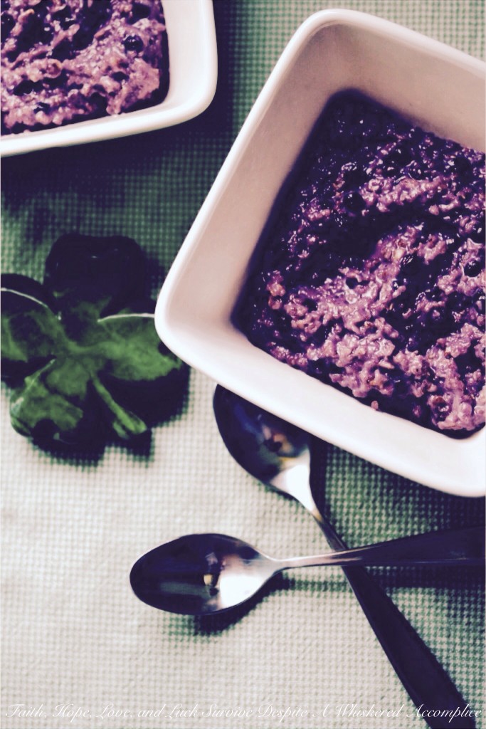 Blueberries and Cream Oatmeal | Faith, Hope, Love, and Luck Survive Despite a Whiskered Accomplice