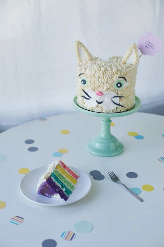 Rainbow Cat Birthday Cake | Faith, Hope, Love, and Luck Survive Despite a Whiskered Accomplice
