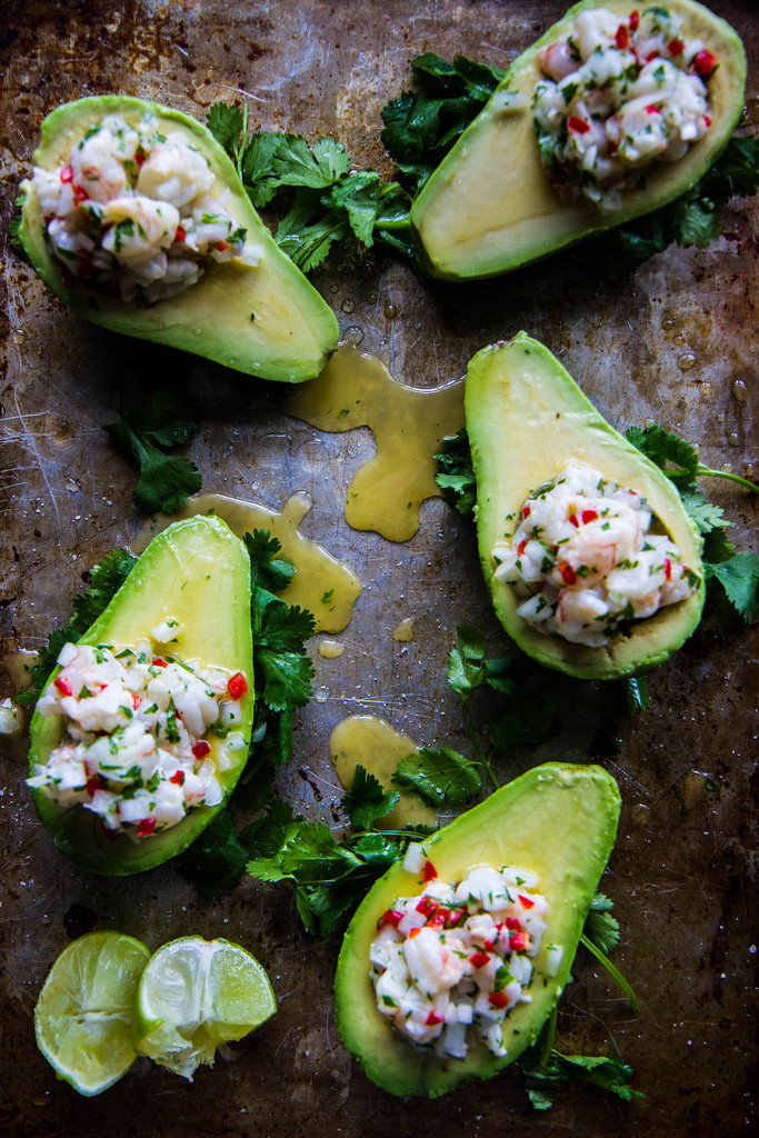 Shrimp Ceviche Stuffed Avocados | Faith, Hope, Love, and Luck Survive Despite a Whiskered Accomplice