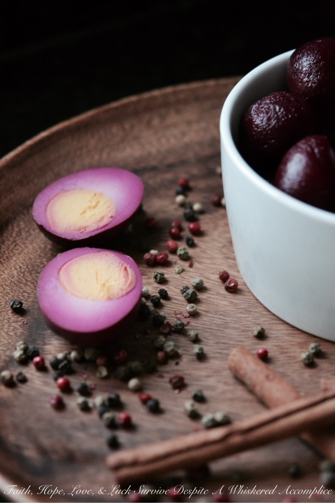 Pickled Eggs with Beets | Faith, Hope, Love, and Luck Survive Despite a Whiskered Accomplice