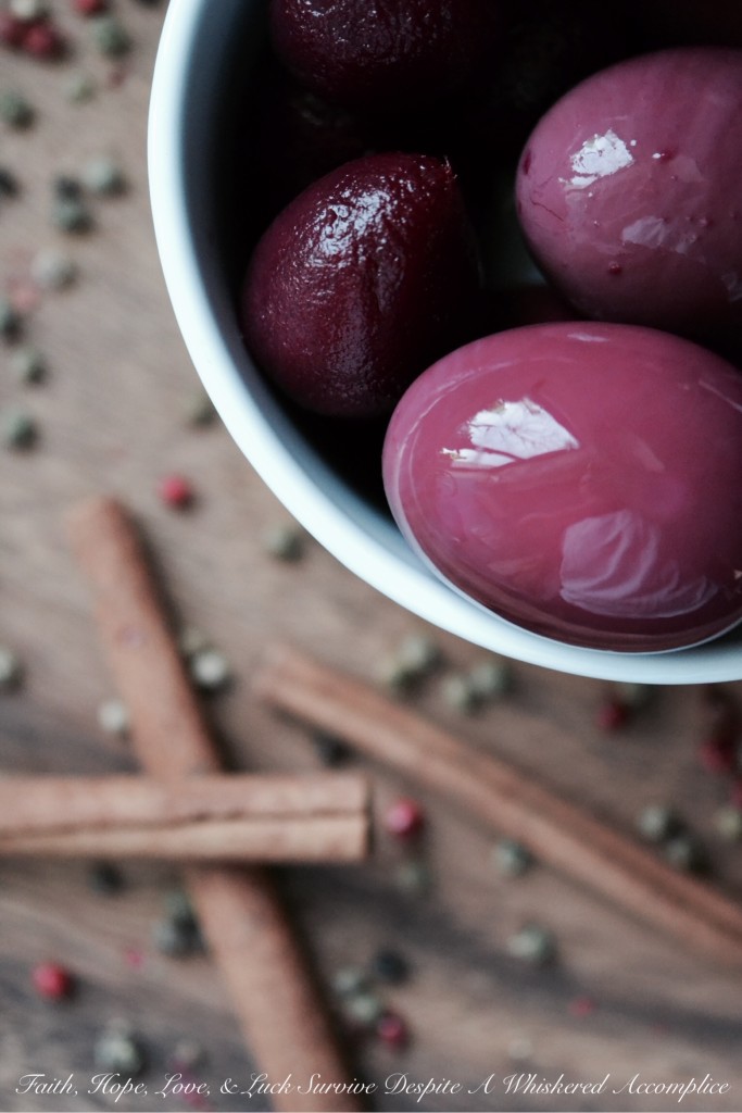 Pickled Eggs with Beets | Faith, Hope, Love, and Luck Survive Despite a Whiskered Accomplice