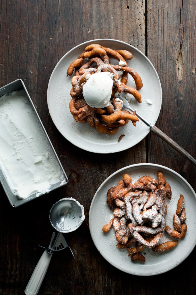Apple Funnel Cake with Apple Yogurt Sorbet | Faith, Hope, Love, and Luck Survive Despite a Whiskered Accomplice