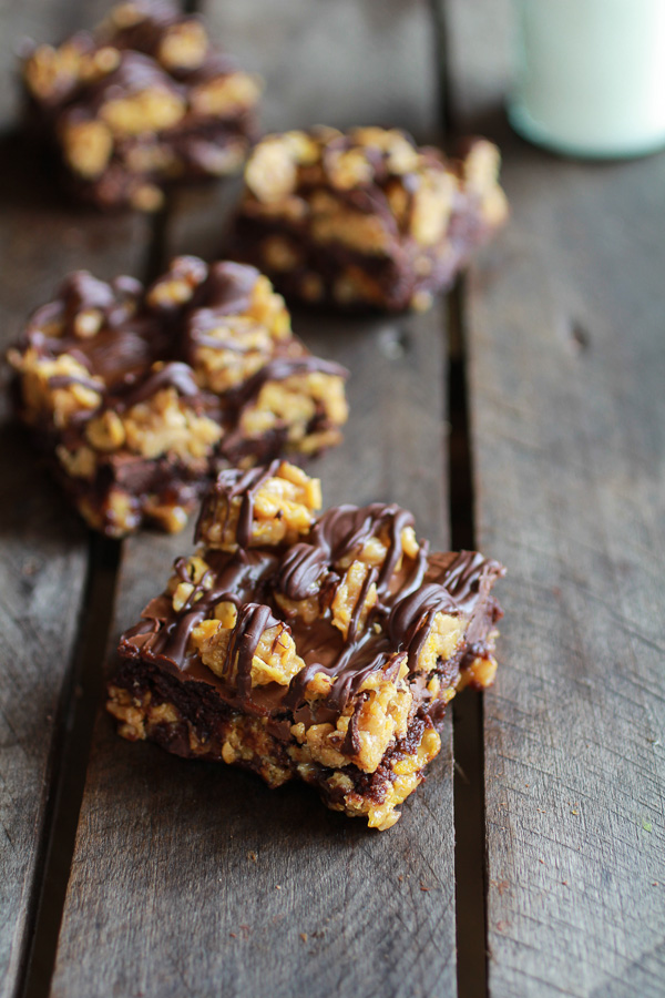 Chewy Chocolate Drenched Peanut Butter Cornflake Crunch Fudge Brownies | Faith, Hope, Love, and Luck Survive Despite a Whiskered Accomplice