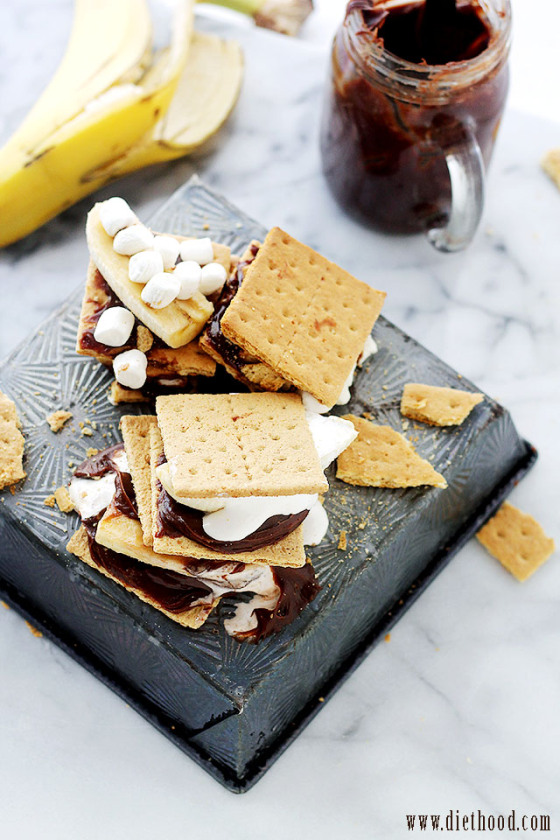 Chocolate Peanut Butter Banana S'mores | Faith, Hope, Love, and Luck Survive Despite a Whiskered Accomplice