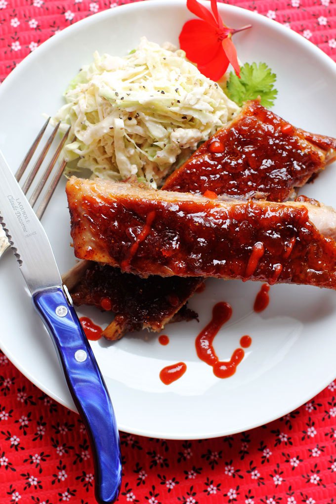 Fig and Sriracha Glazed Baked Spare Ribs | Faith, Hope, Love, and Luck Survive Despite a Whiskered Accomplice