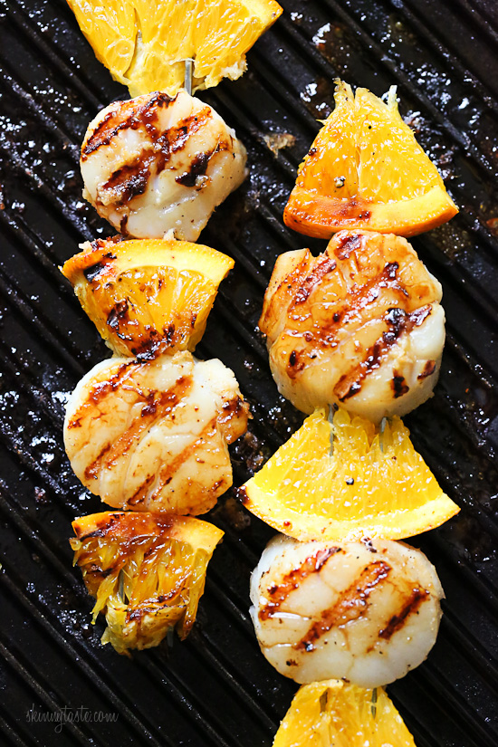 Grilled Scallop and Orange Kebabs with Honey-Ginger Glaze | Faith, Hope, Love, and Luck Survive Despite a Whiskered Accomplice