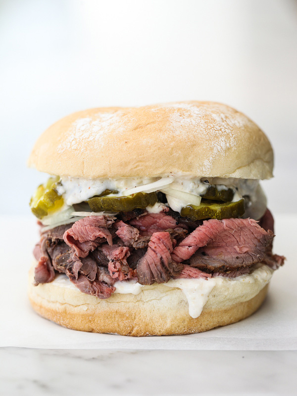 Sirloin Steak Sandwiches with Horseradish Sauce | Faith, Hope, Love, and Luck Survive Despite a Whiskered Accomplice