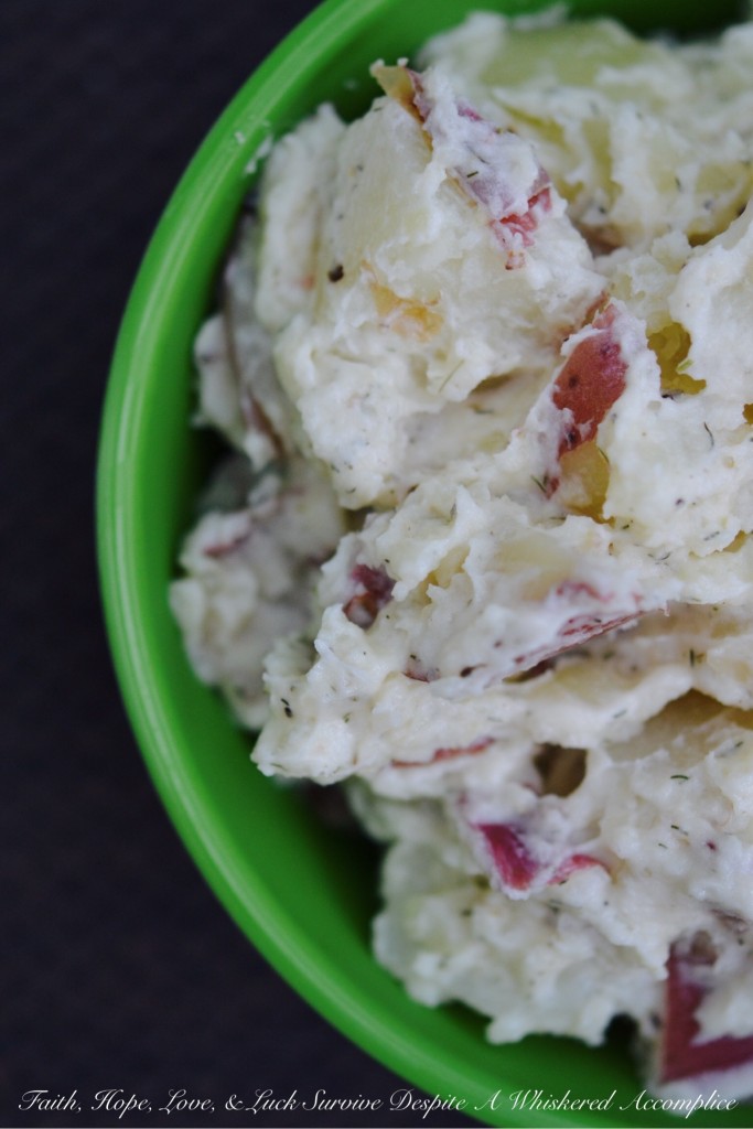 Quick Last-Minute Dill Potato Salad - Say goodbye to long shopping lists and complicated recipes with this incredibly easy, last-minute potato salad that delivers big on flavor. Made with just a few simple ingredients, this creamy and comforting side dish gets a vibrant kick from a sprinkle of dried dill, along with a delightful tang from a splash of rice wine vinegar. Perfect served warm or chilled, this creamy potato salad is the ideal addition to any summertime meal.