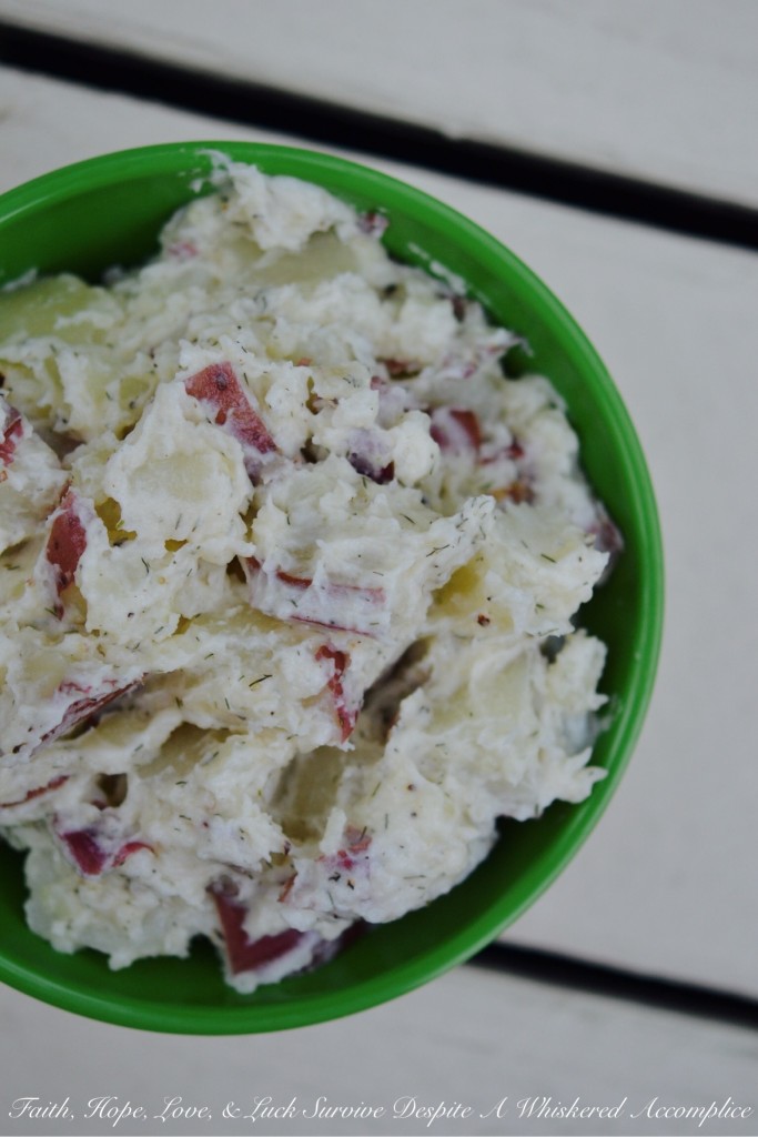 Quick Last-Minute Dill Potato Salad - Say goodbye to long shopping lists and complicated recipes with this incredibly easy, last-minute potato salad that delivers big on flavor. Made with just a few simple ingredients, this creamy and comforting side dish gets a vibrant kick from a sprinkle of dried dill, along with a delightful tang from a splash of rice wine vinegar. Perfect served warm or chilled, this creamy potato salad is the ideal addition to any summertime meal.