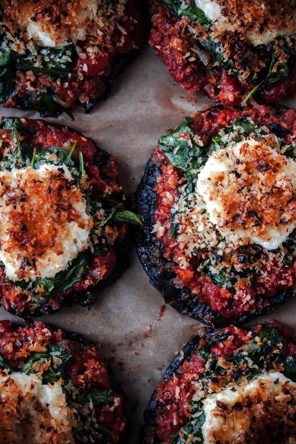 Stuffed Portobello Mushrooms with Crispy Goat Cheese | Faith, Hope, Love, and Luck Survive Despite a Whiskered Accomplice