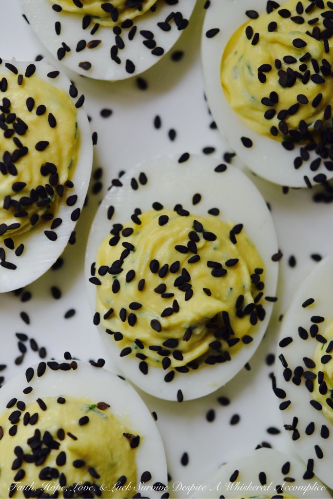 Horseradish and Black Sesame Deviled Eggs | Faith, Hope, Love, and Luck Survive Despite a Whiskered Accomplice
